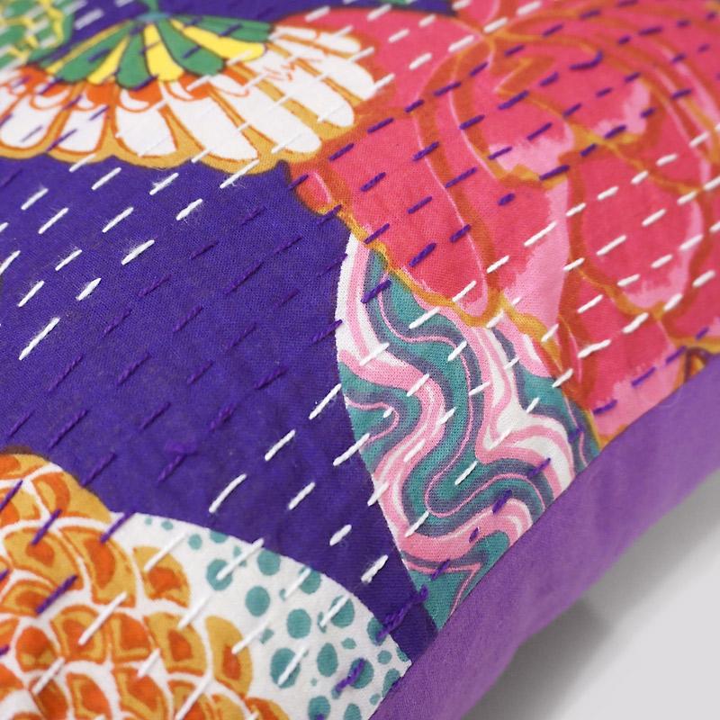 インド製「カンタキルト」クッションカバー◆トロピカル/パープル　KCC-FTPP |  | 02
