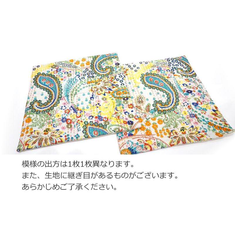 インド製「カンタキルト」クッションカバー◆ペイズリー/ホワイト　KCC-PSWT |  | 03