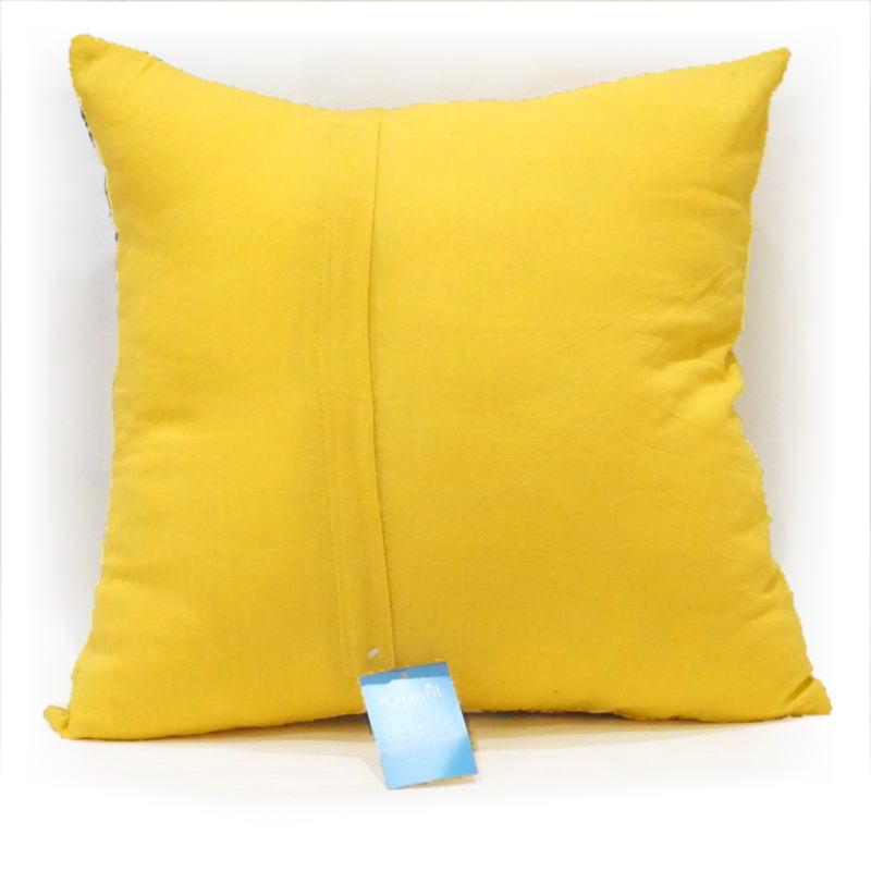 インド製「カンタキルト」クッションカバー◆ペイズリー/イエロー　KCC-PSYL |  | 01