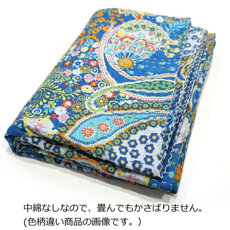 インド製「カンタキルト」マルチカバー◆223x149cm前後◆トロピカル/イエロー　KMC230-YL |  | 04