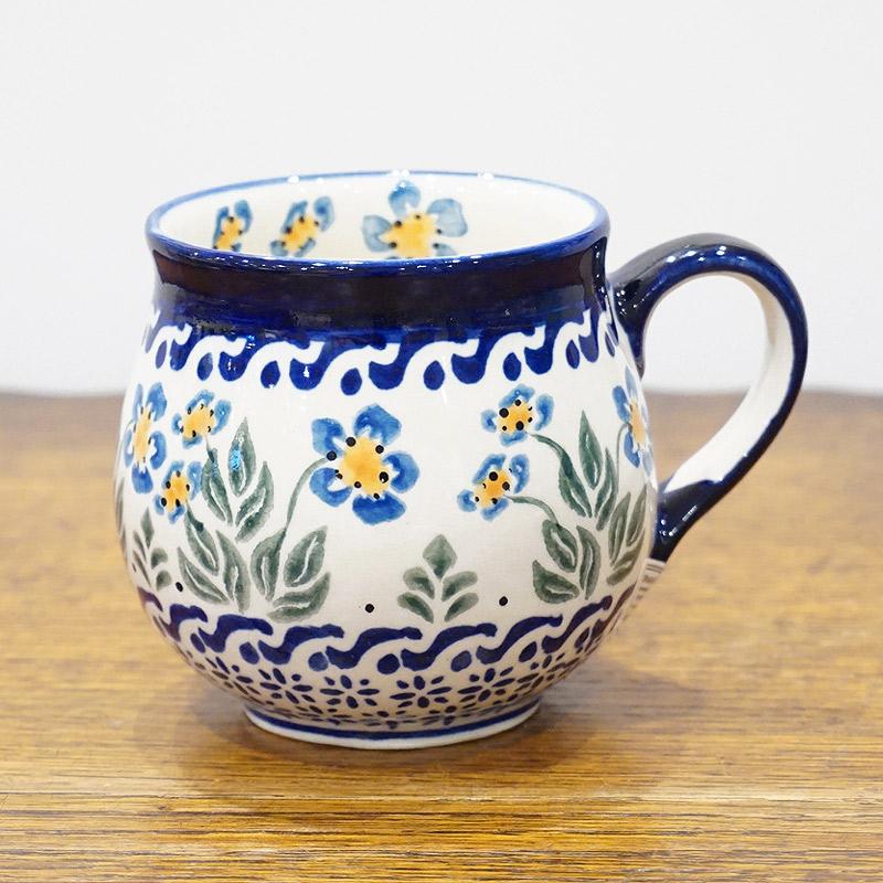 ポーランド陶器　ポーリッシュポタリー 「Millena」 マグカップ（約250ml） M0116-075B　忘れな草 | 