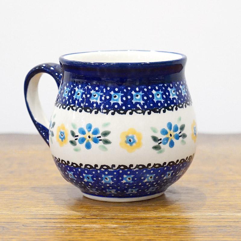 ポーランド陶器　ポーリッシュポタリー 「Millena」 マグカップ（約250ml） M0116-088　青と黄色の花 |  | 01