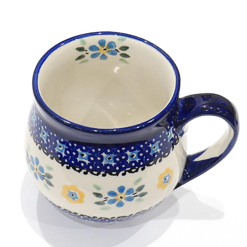 ポーランド陶器　ポーリッシュポタリー 「Millena」 マグカップ（約250ml） M0116-088　青と黄色の花 |  | 04