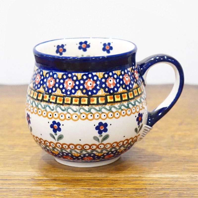 ポーランド陶器　ポーリッシュポタリー 「Millena」 マグカップ（約250ml） M0116-U6　紺色小花 | 