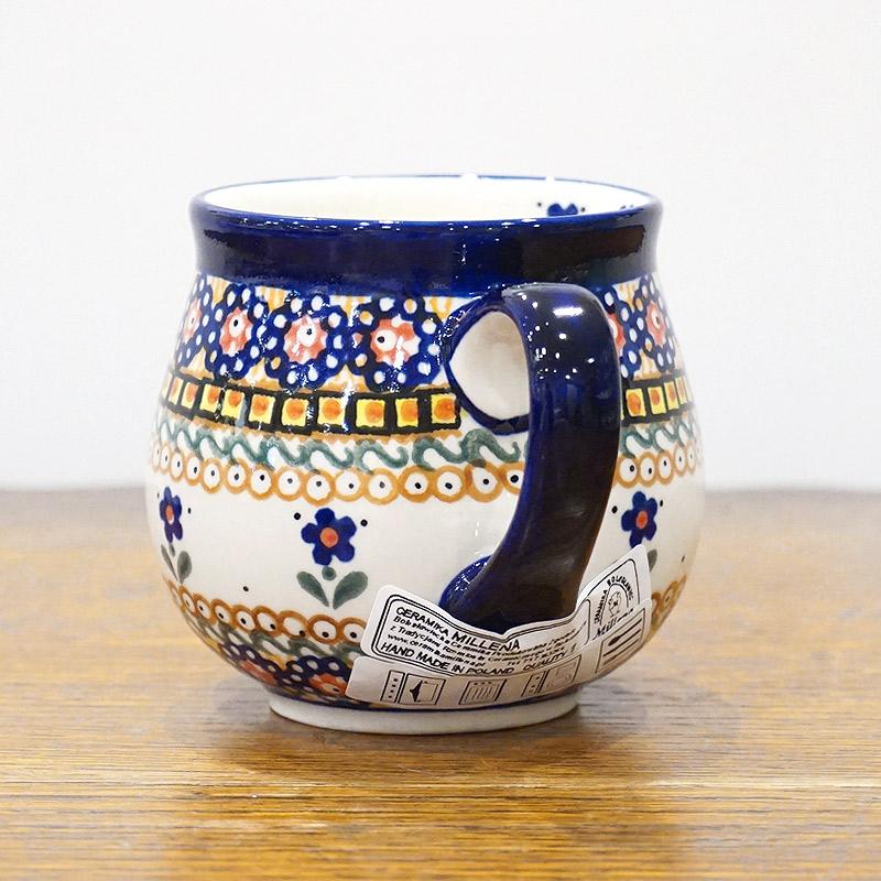 ポーランド陶器　ポーリッシュポタリー 「Millena」 マグカップ（約250ml） M0116-U6　紺色小花 |  | 02