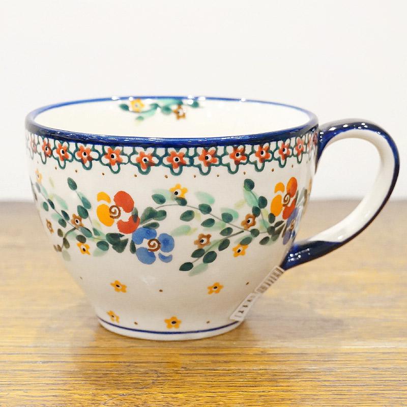 ポーランド陶器　ポーリッシュポタリー 「Millena」 カフェオレマグ/スープカップ（約400ml） M0129-B1　花かんむり | 