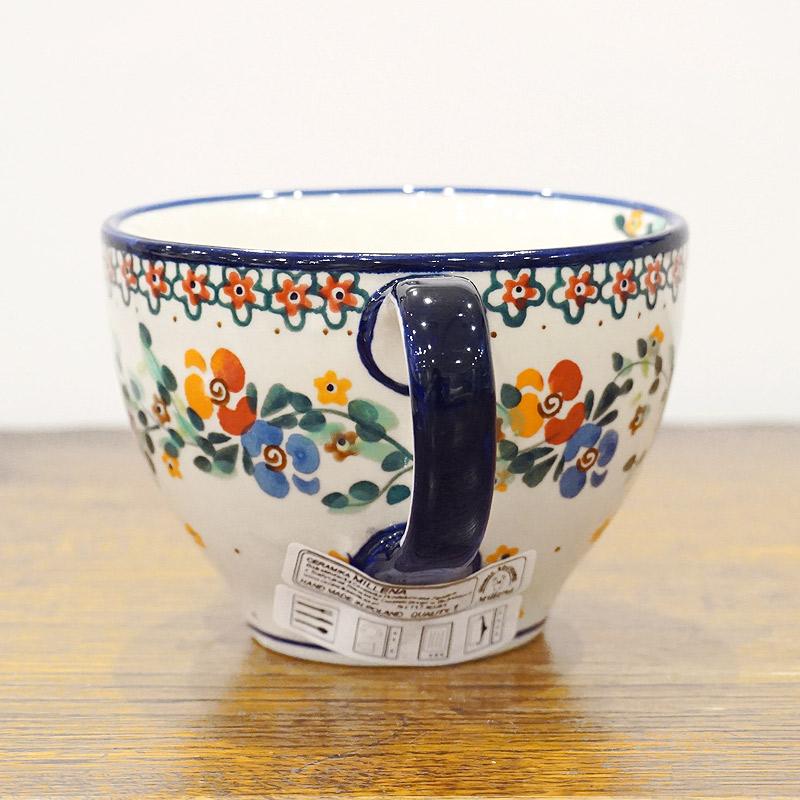 ポーランド陶器　ポーリッシュポタリー 「Millena」 カフェオレマグ/スープカップ（約400ml） M0129-B1　花かんむり |  | 02