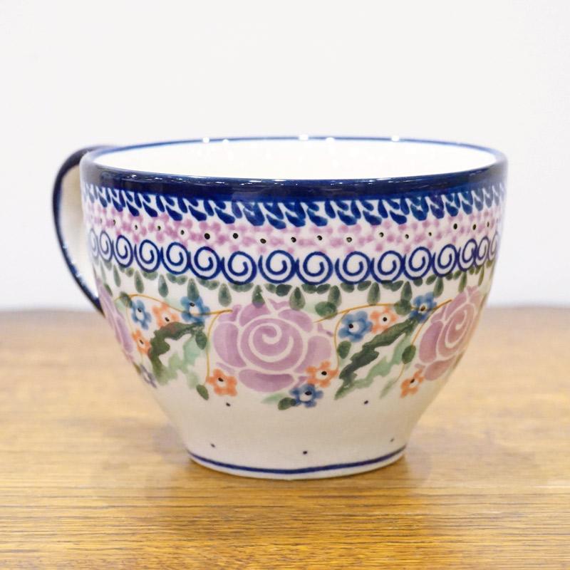 ポーランド陶器　ポーリッシュポタリー 「Millena」 カフェオレマグ/スープカップ（約400ml） M0129-U27V　紫ローズ |  | 01