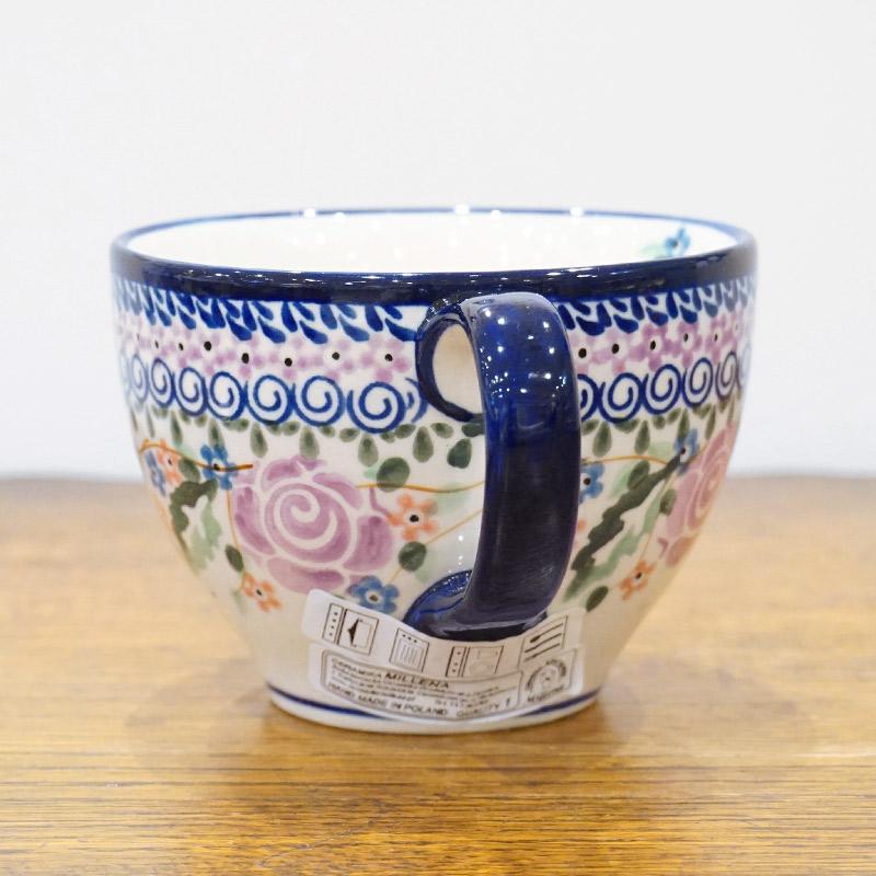 ポーランド陶器　ポーリッシュポタリー 「Millena」 カフェオレマグ/スープカップ（約400ml） M0129-U27V　紫ローズ |  | 02