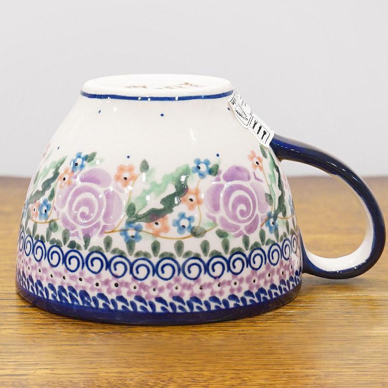 ポーランド陶器　ポーリッシュポタリー 「Millena」 カフェオレマグ/スープカップ（約400ml） M0129-U27V　紫ローズ |  | 03