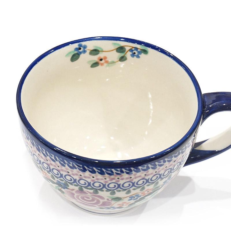 ポーランド陶器　ポーリッシュポタリー 「Millena」 カフェオレマグ/スープカップ（約400ml） M0129-U27V　紫ローズ |  | 04