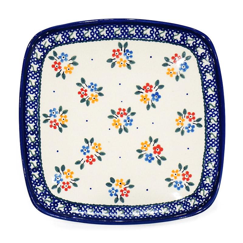 ポーランド陶器　ポーリッシュポタリー 「Millena」 スクエアプレート　M0407-04　ブーケ | 