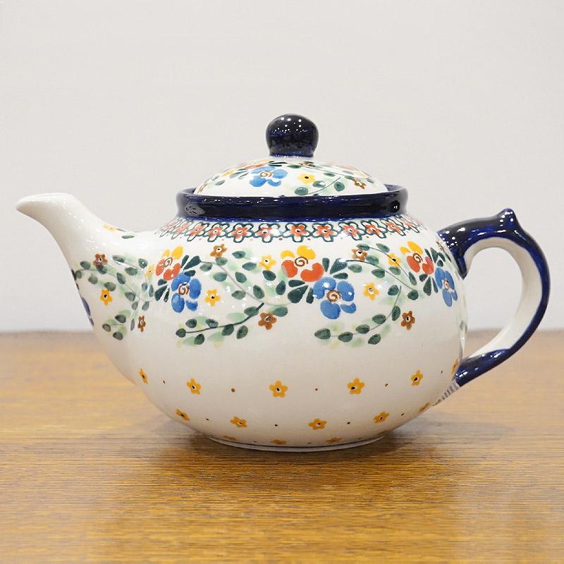 ポーランド陶器　ポーリッシュポタリー 「Millena」 ティーポット（約0.8L） M0638-B1　花かんむり | 