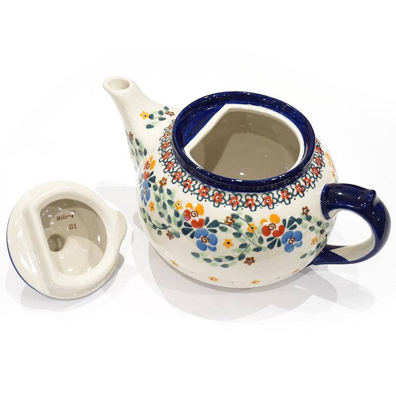 ポーランド陶器　ポーリッシュポタリー 「Millena」 ティーポット（約0.8L） M0638-B1　花かんむり |  | 06