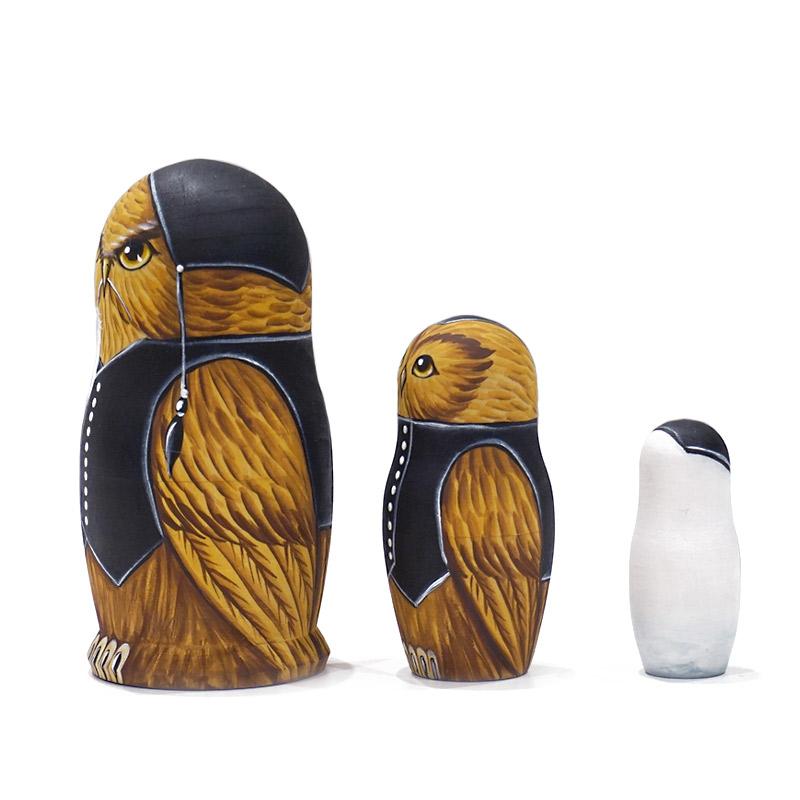 ロシア　オレーシャ・スクリディナ作　ふくろうマトリョーシカ（3P）　MAT-082 |  | 01