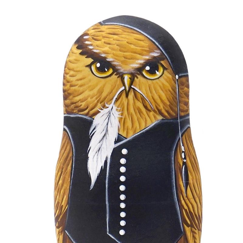 ロシア　オレーシャ・スクリディナ作　ふくろうマトリョーシカ（3P）　MAT-082 |  | 04