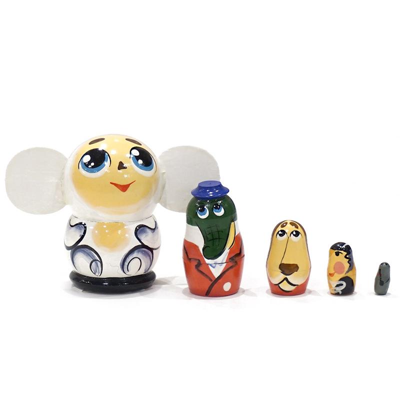 ロシア　チェブラーシカマトリョーシカ（5P）　小サイズ/白　MAT-085 | 