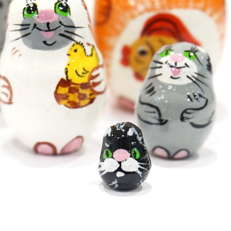 ロシア　ミニマトリョーシカ　ネコ/黒（5P）　MAT-163 |  | 03