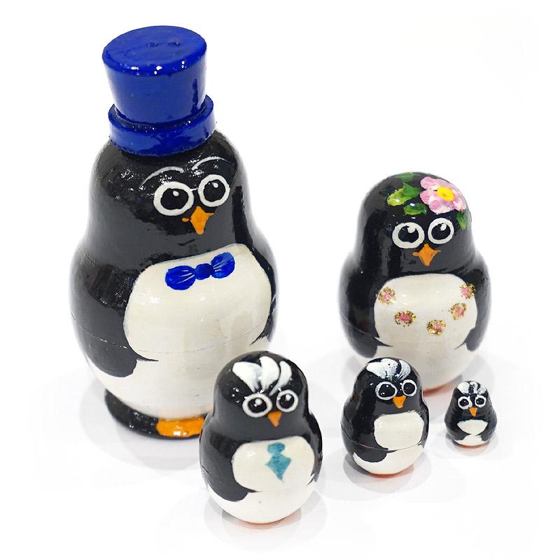 ロシア　ミニマトリョーシカ　ペンギン/青（5P）　MAT-165 |  | 02