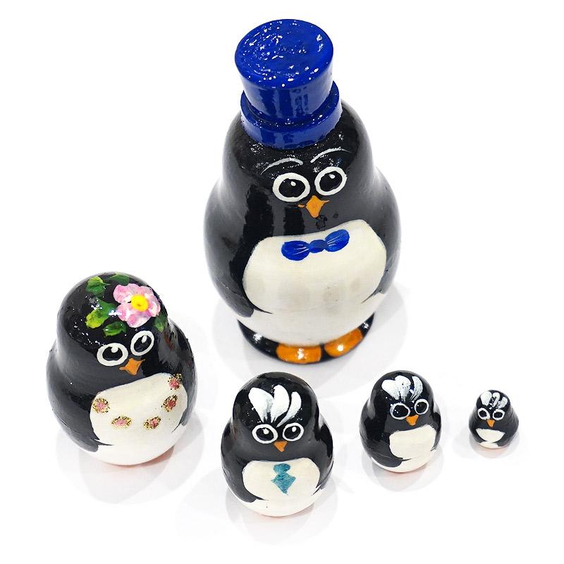 ロシア　ミニマトリョーシカ　ペンギン/青（5P）　MAT-165 |  | 03