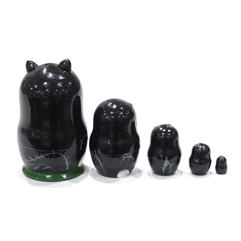 ロシア　ミニマトリョーシカ　ネコ/黒（5P）　MAT-168 |  | 02