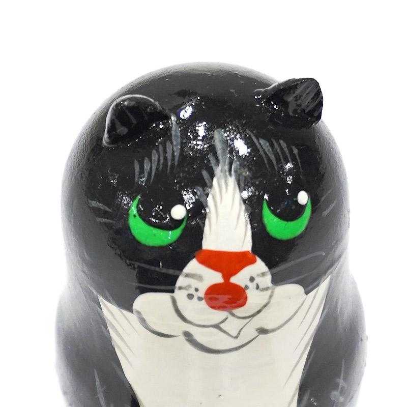 ロシア　ミニマトリョーシカ　ネコ/黒（5P）　MAT-168 |  | 03