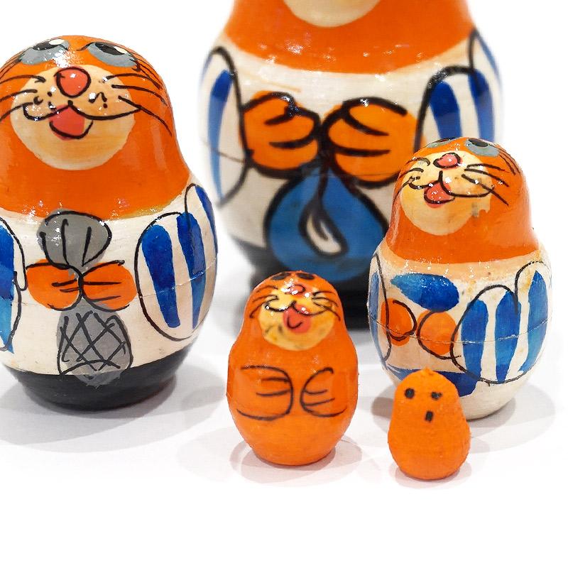 ロシア　ミニマトリョーシカ　ネコ/オレンジ（5P）　MAT-169 |  | 03