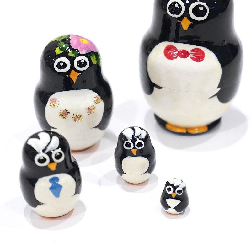 ロシア　ミニマトリョーシカ　ペンギン/赤（5P）　MAT-170 |  | 03