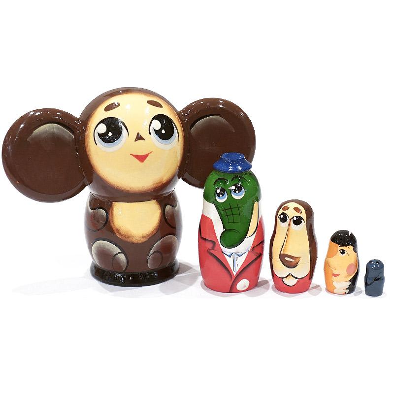 ロシア　チェブラーシカマトリョーシカ（5P）　中サイズ/茶　MAT-171 | 