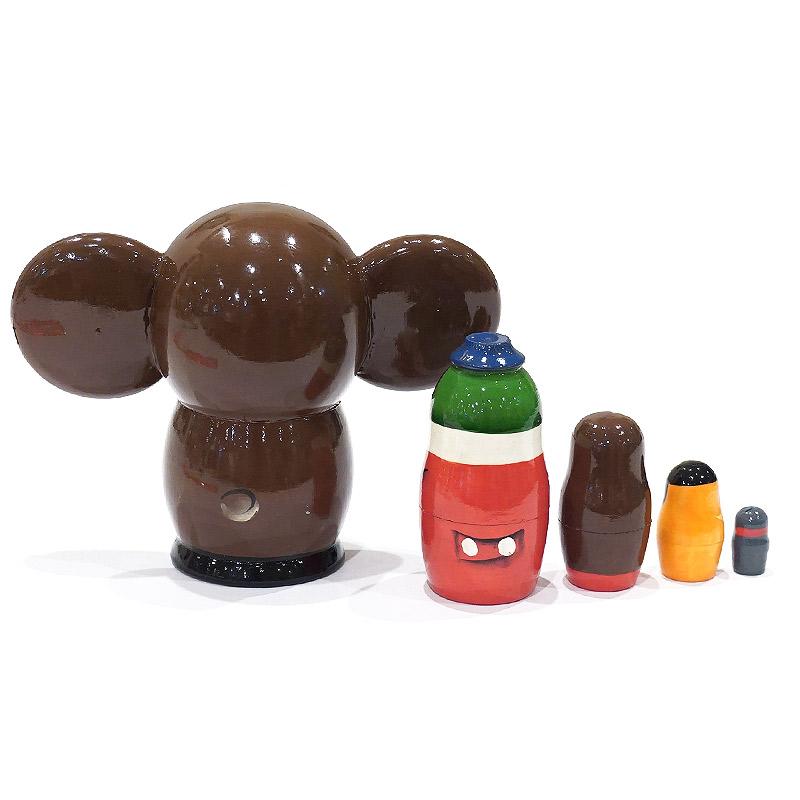 ロシア　チェブラーシカマトリョーシカ（5P）　中サイズ/茶　MAT-171 |  | 01