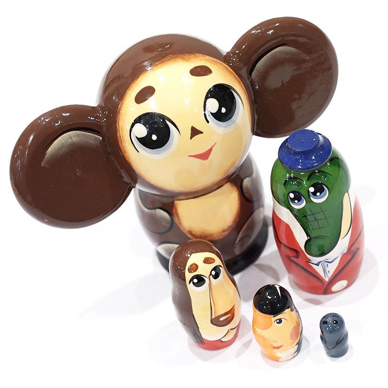 ロシア　チェブラーシカマトリョーシカ（5P）　中サイズ/茶　MAT-171 |  | 02