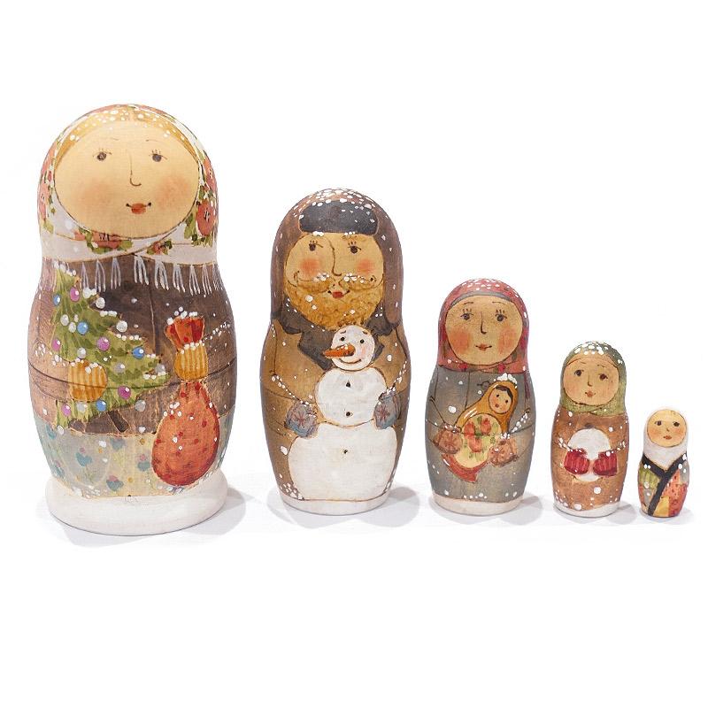 ロシア　オリガ・ロバノワ作　ウィンター マトリョーシカ（5P）　MAT-172 | 
