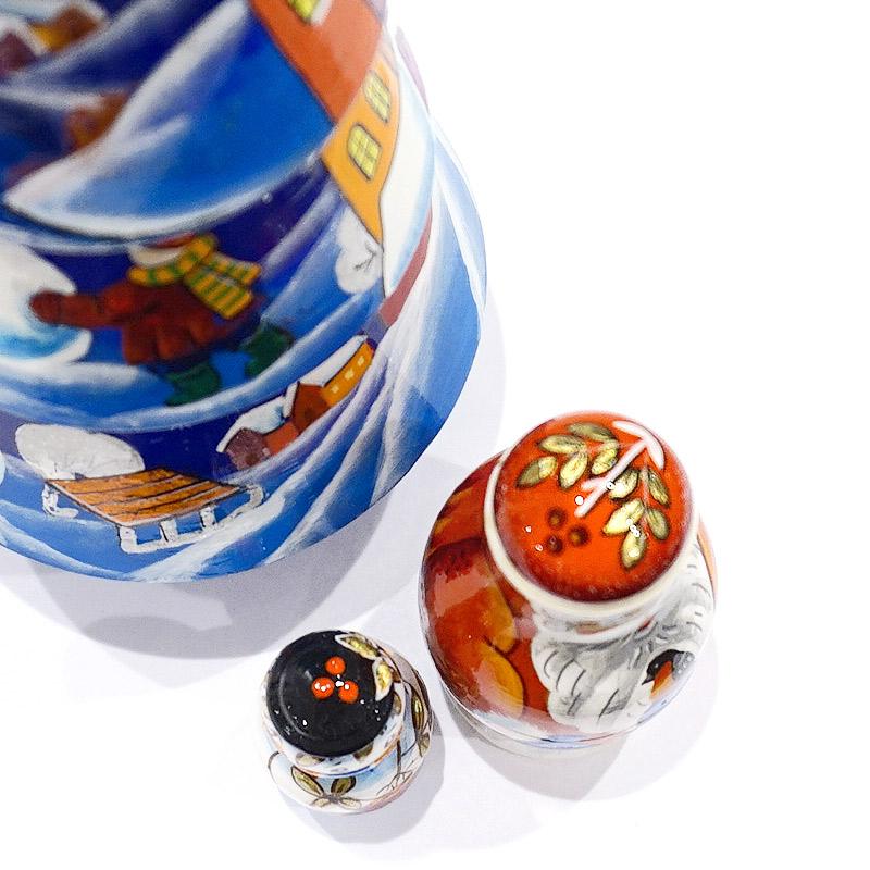 ロシア　ツリー型 クリスマス マトリョーシカ（3P）ブルー MAT-173 |  | 03