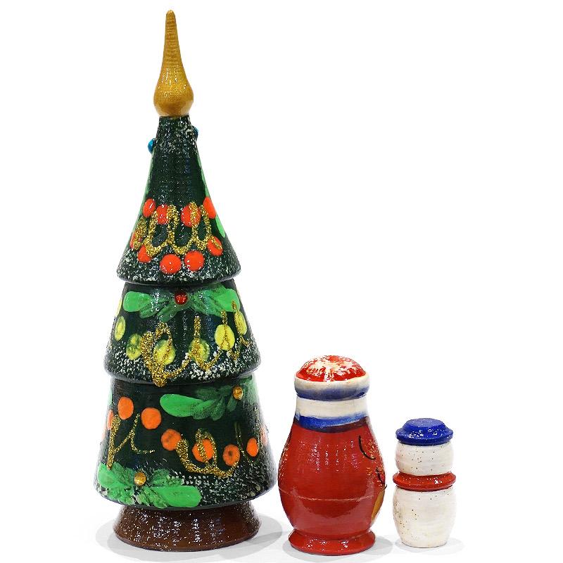 ロシア　ツリー型 クリスマス マトリョーシカ（3P）ラインストーン MAT-178 |  | 01