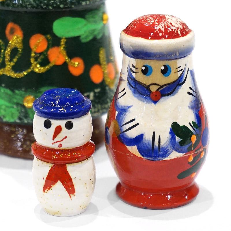 ロシア　ツリー型 クリスマス マトリョーシカ（3P）ラインストーン MAT-178 |  | 02