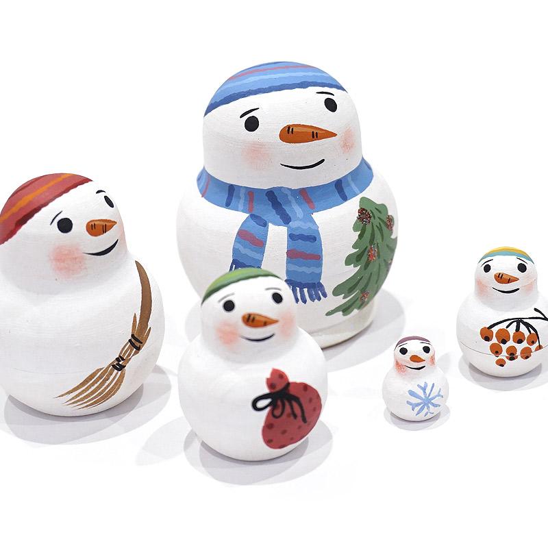 ロシア　オリガ・ロバノワ作　スノーマン マトリョーシカ（5P） MAT-179 |  | 02