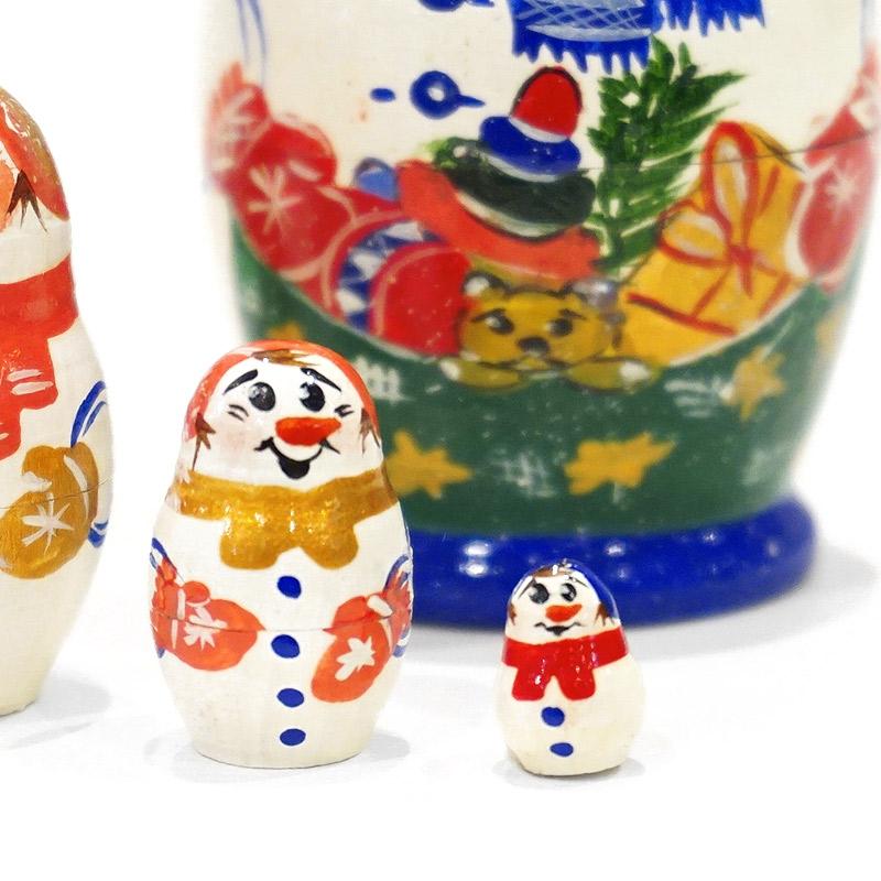 ロシア　ガリーナ・チェーホワ作　スノーマン ミニマトリョーシカ（5P） MAT-183 |  | 02