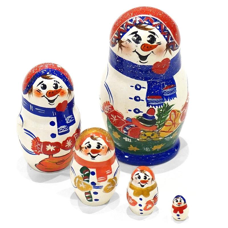 ロシア　ガリーナ・チェーホワ作　スノーマン ミニマトリョーシカ（5P） MAT-183 |  | 03