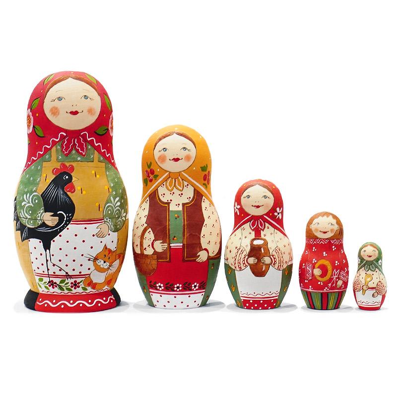 ロシア　サンクトペテルブルグ　ホワイトナイツ工房　マトリョーシカ（5P）　MAT-186 | 