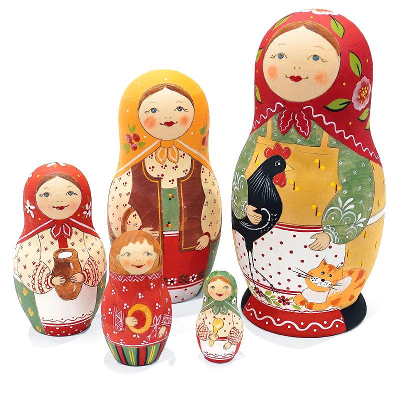 ロシア　サンクトペテルブルグ　ホワイトナイツ工房　マトリョーシカ（5P）　MAT-186 |  | 03