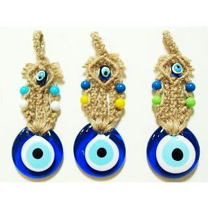 【メール便ＯＫ】トルコ製 ナザールボンジュウ トルコのお守り オーナメント トルコのお守り ビーズ付 目玉直径約4cm N-003 |  | 01