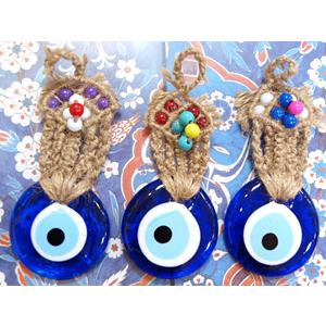 【メール便ＯＫ】トルコ製 ナザールボンジュウ トルコのお守り オーナメント トルコのお守り ビーズ付 目玉直径5〜6cm N-605 |  | 01