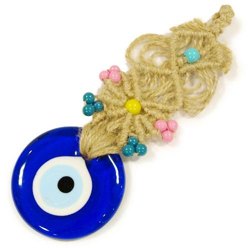 【メール便ＯＫ】トルコ製 ナザールボンジュウ トルコのお守り オーナメントビーズ付 目玉直径7cm N-606 | 