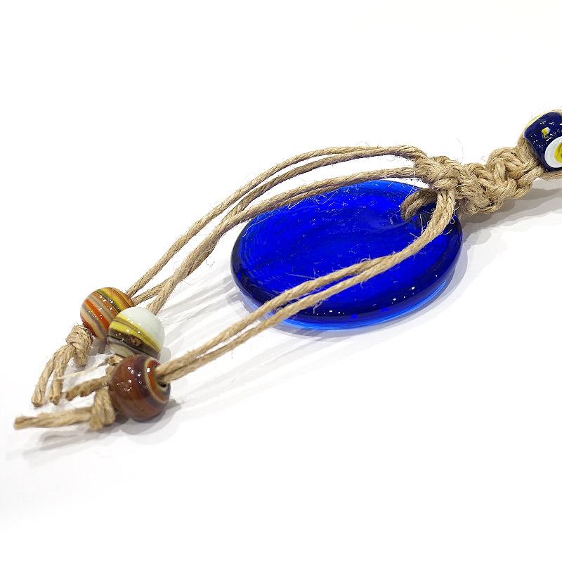 【メール便ＯＫ】トルコ製 ナザールボンジュウ トルコのお守り オーナメント ガラスビーズ付 目玉直径7cm N-733 |  | 02