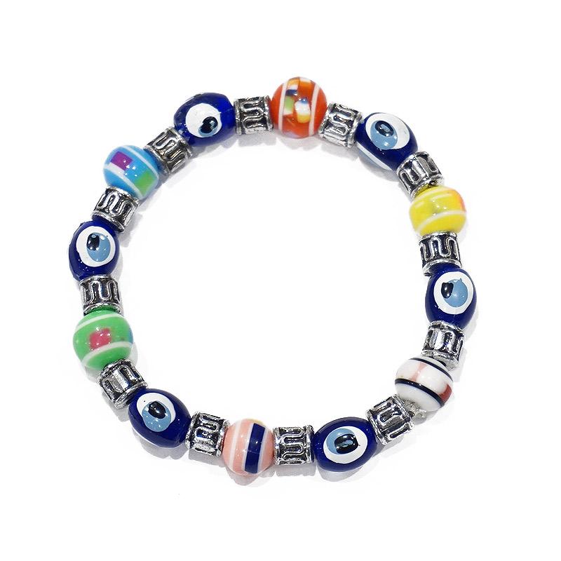 【メール便ＯＫ】トルコ製 ナザールボンジュウ ビーズブレスレット N-B11394MC ミックスカラー | 