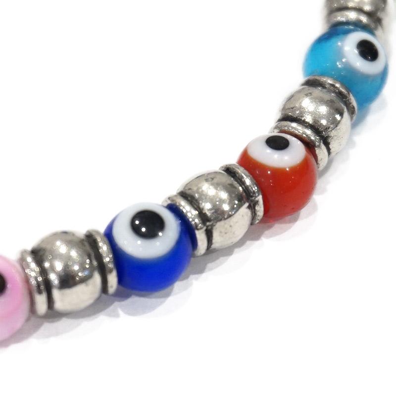 【メール便ＯＫ】トルコ製 ナザールボンジュウ ビーズブレスレット N-B12570MC ミックスカラー |  | 01