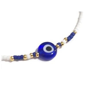 【メール便ＯＫ】ナザールボンジュウ トルコのお守り ビーズブレスレット N-B13448WT ホワイト |  | 01