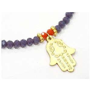 【メール便ＯＫ】ナザールボンジュウ　ビーズブレスレット　N-B13449PP　パープル |  | 02