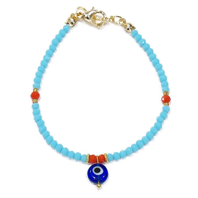 【メール便ＯＫ】ナザールボンジュウ　ビーズブレスレット　N-B13477BL　ブルー | 