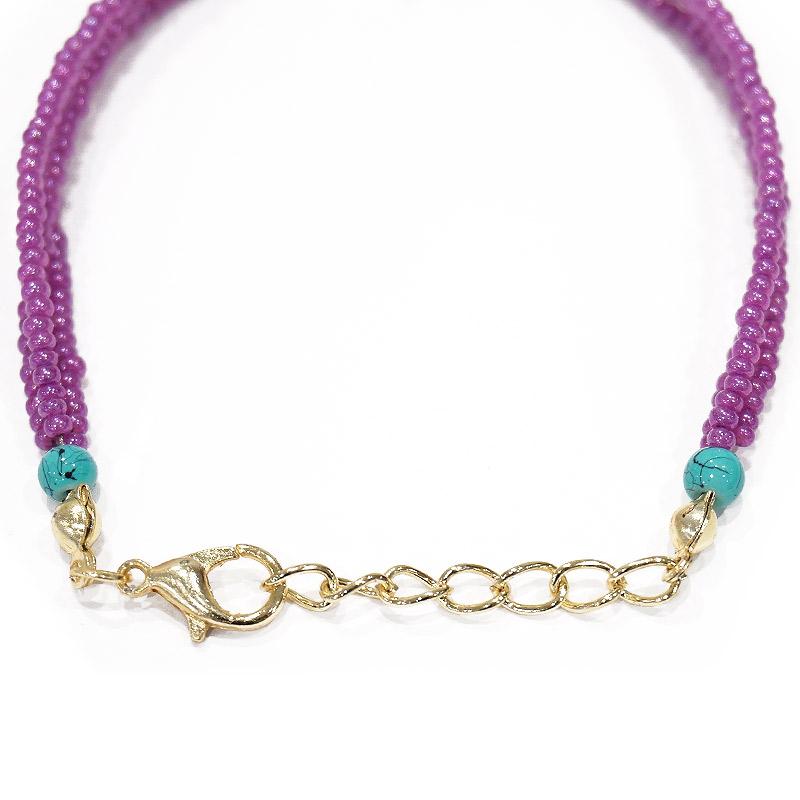 【メール便ＯＫ】トルコ製 ナザールボンジュウ ビーズブレスレット N-B13759PP パープル |  | 02